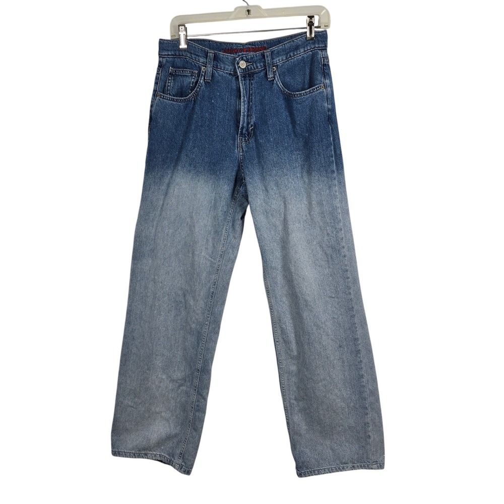 Lucky Brand Womens‎ High Rise Wide Leg Ombre Blue Jeans Size 4/27 R 100% Cotton